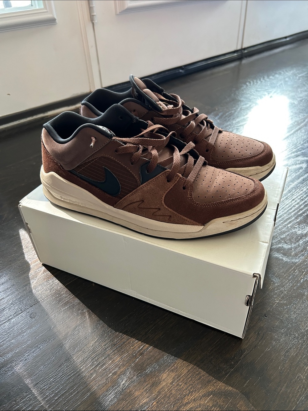 Nike Jordan Stadium 90 Brown Low-Top Casual Sneaker with Black Swoosh - Men